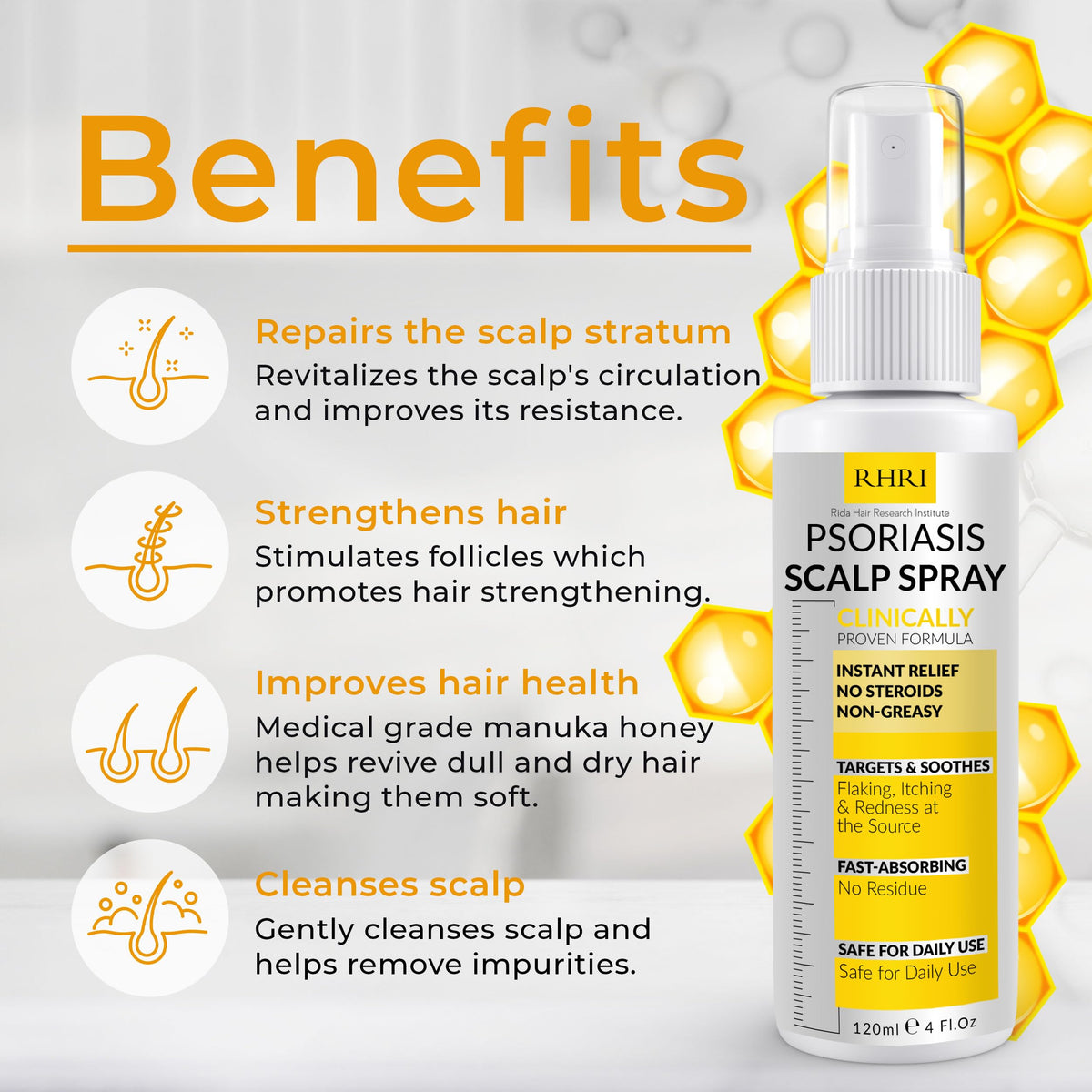 Rida Hair Research Institute Psoriasis Scalp Spray 191g side view
