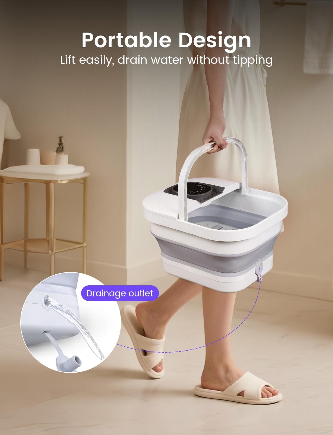 RIKE foot bath with water drainage outlet