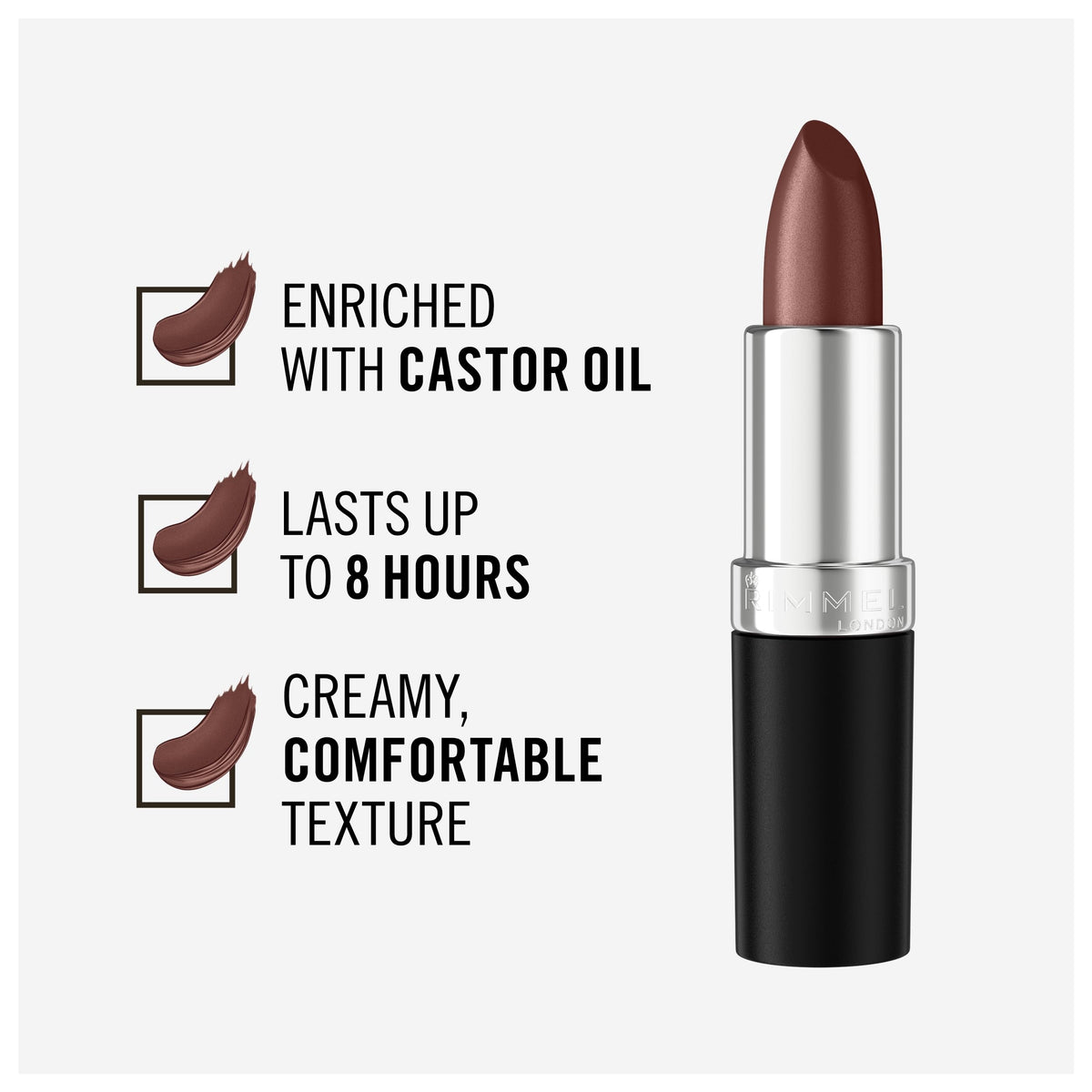 Rimmel Lasting Finish Lipstick 124 Bordeaux on model