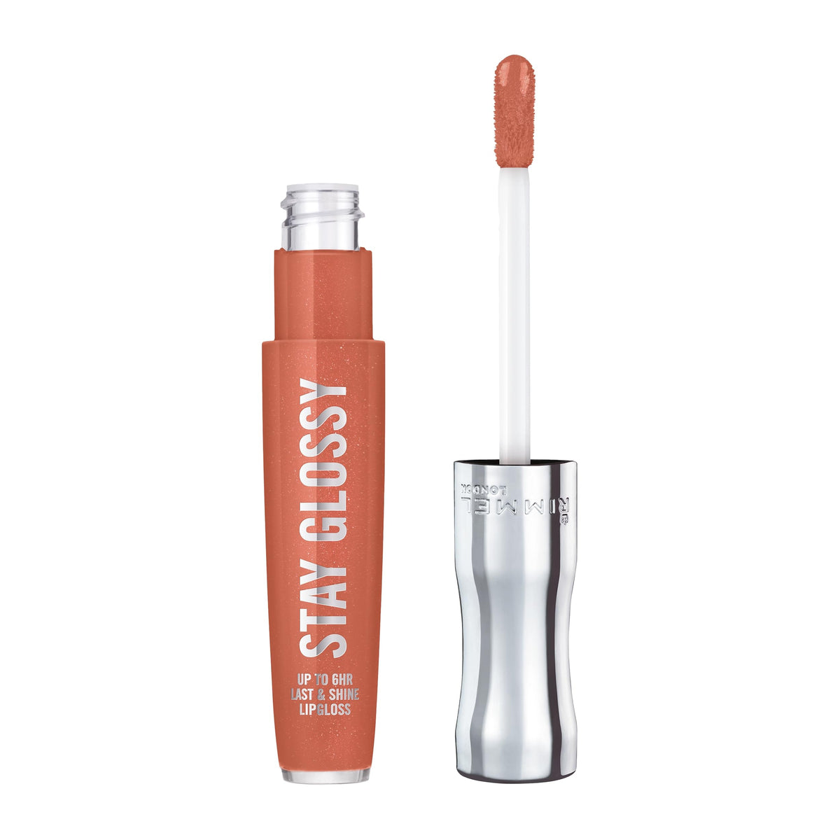Rimmel Stay Glossy Lip Gloss 465 Melon-Air applicator close-up