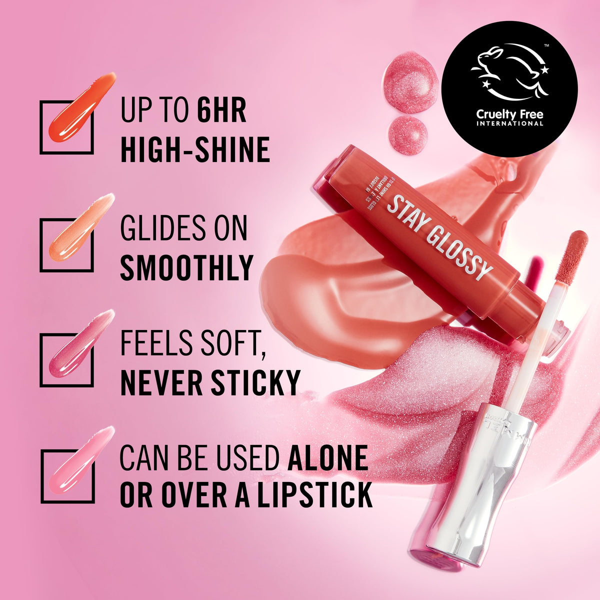 Rimmel Stay Glossy Lip Gloss 465 Melon-Air on lips