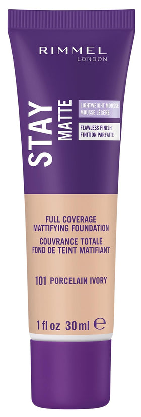 Rimmel Stay Matte Liquid Mousse Foundation 101 Porcelain Ivory front view