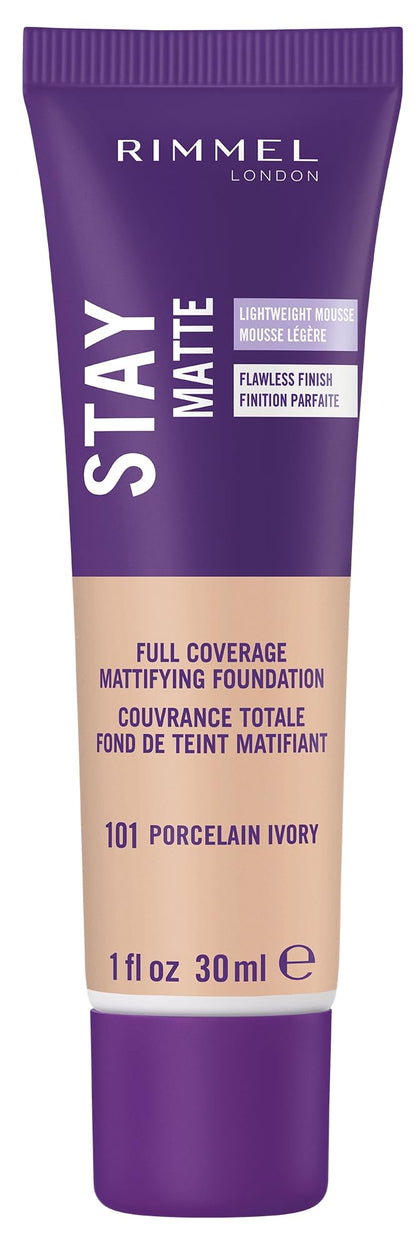 Rimmel Stay Matte Liquid Mousse Foundation 101 Porcelain Ivory front view