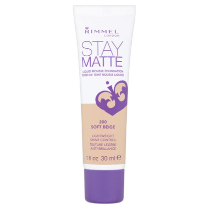 Rimmel Stay Matte Liquid Mousse Foundation 200 Soft Beige front view