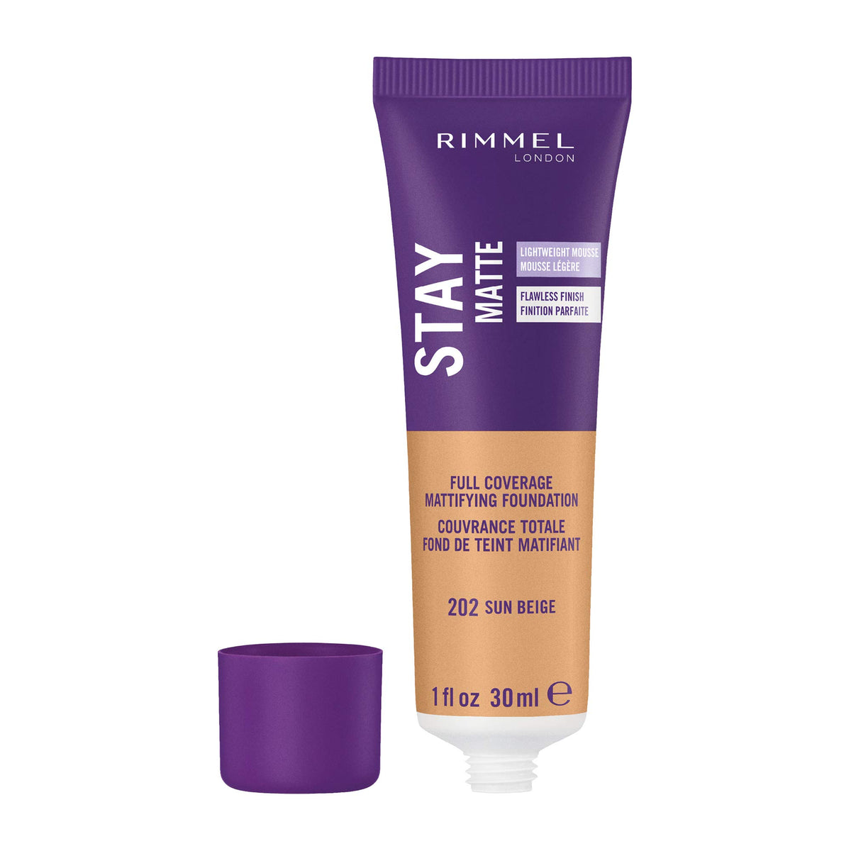 Rimmel Stay Matte Liquid Mousse Foundation 202 Sun Beige back view