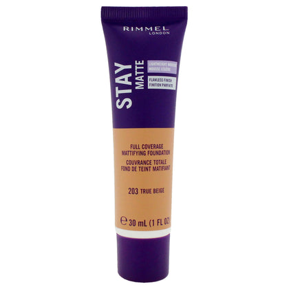 Rimmel Stay Matte Liquid Mousse Foundation 203 True Beige front view