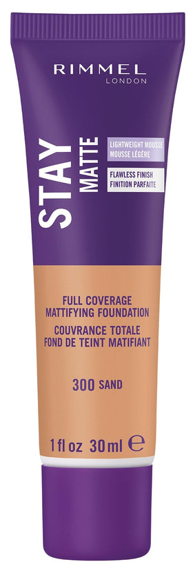 Rimmel Stay Matte Liquid Mousse Foundation 300 Sand front view