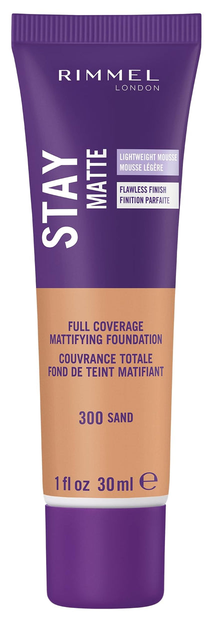 Rimmel Stay Matte Liquid Mousse Foundation 300 Sand front view