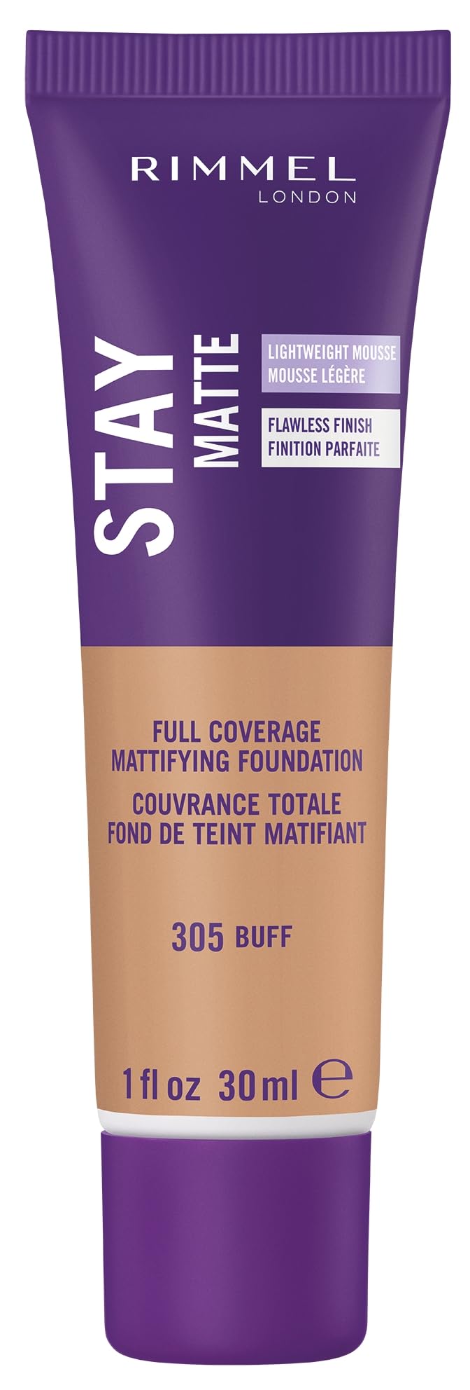 Rimmel Stay Matte Liquid Mousse Foundation 305 Buff front view