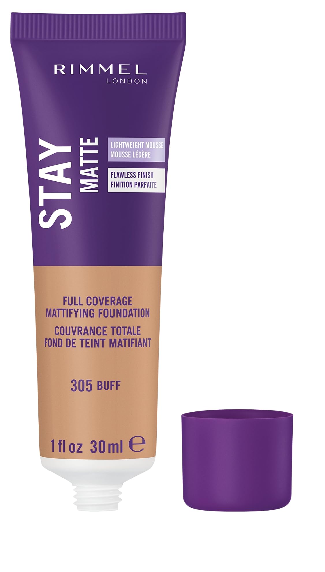 Rimmel Stay Matte Liquid Mousse Foundation 305 Buff side view