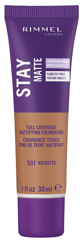 Rimmel Stay Matte Liquid Mousse Foundation 501 Noisette front view