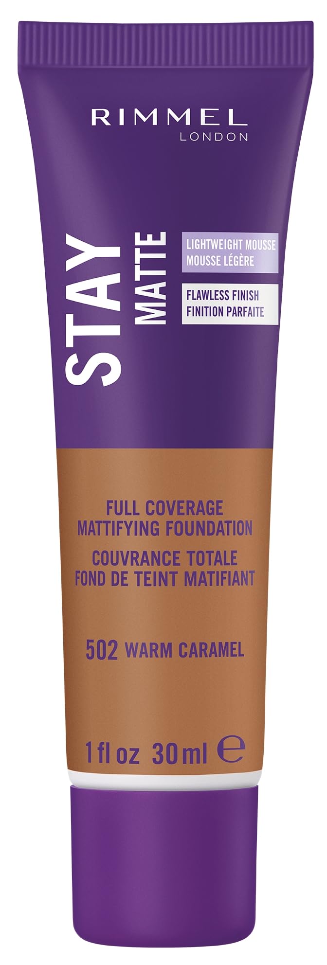 Rimmel Stay Matte Liquid Mousse Foundation 502 Warm Caramel front view