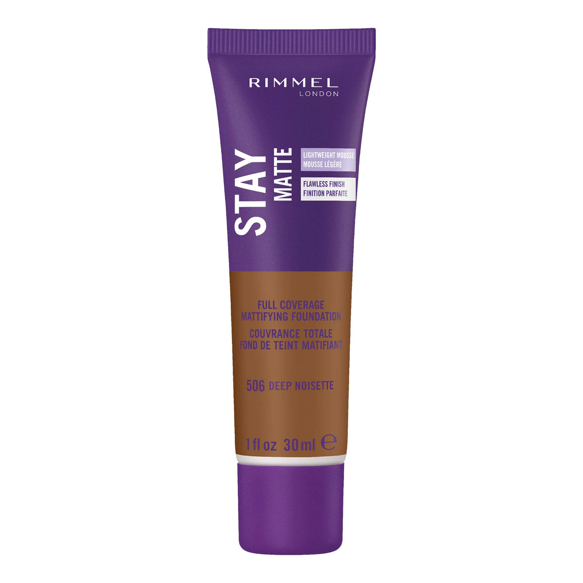 Rimmel Stay Matte Liquid Mousse Foundation 506 Deep Noisette front view