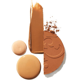 Rimmel Stay Matte Pressed Powder 003 Natural with makeup brushes