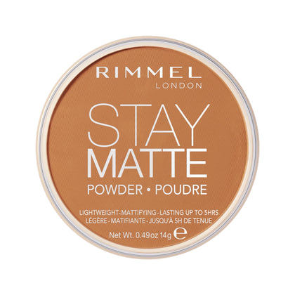 Rimmel Stay Matte Pressed Powder 025 Toffee front view with packaging