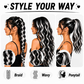 RINBOOOL Black Hair Extensions packaging with secure clips