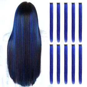 RINBOOOL Blue Hair Extensions front view in packaging