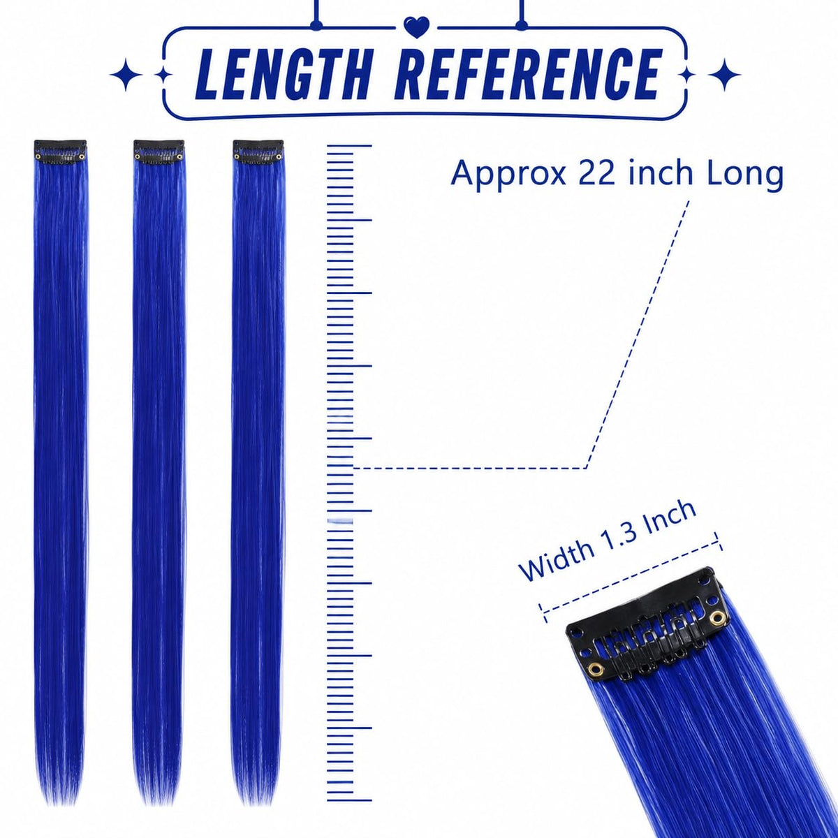 RINBOOOL Blue Hair Extensions showing vibrant colour