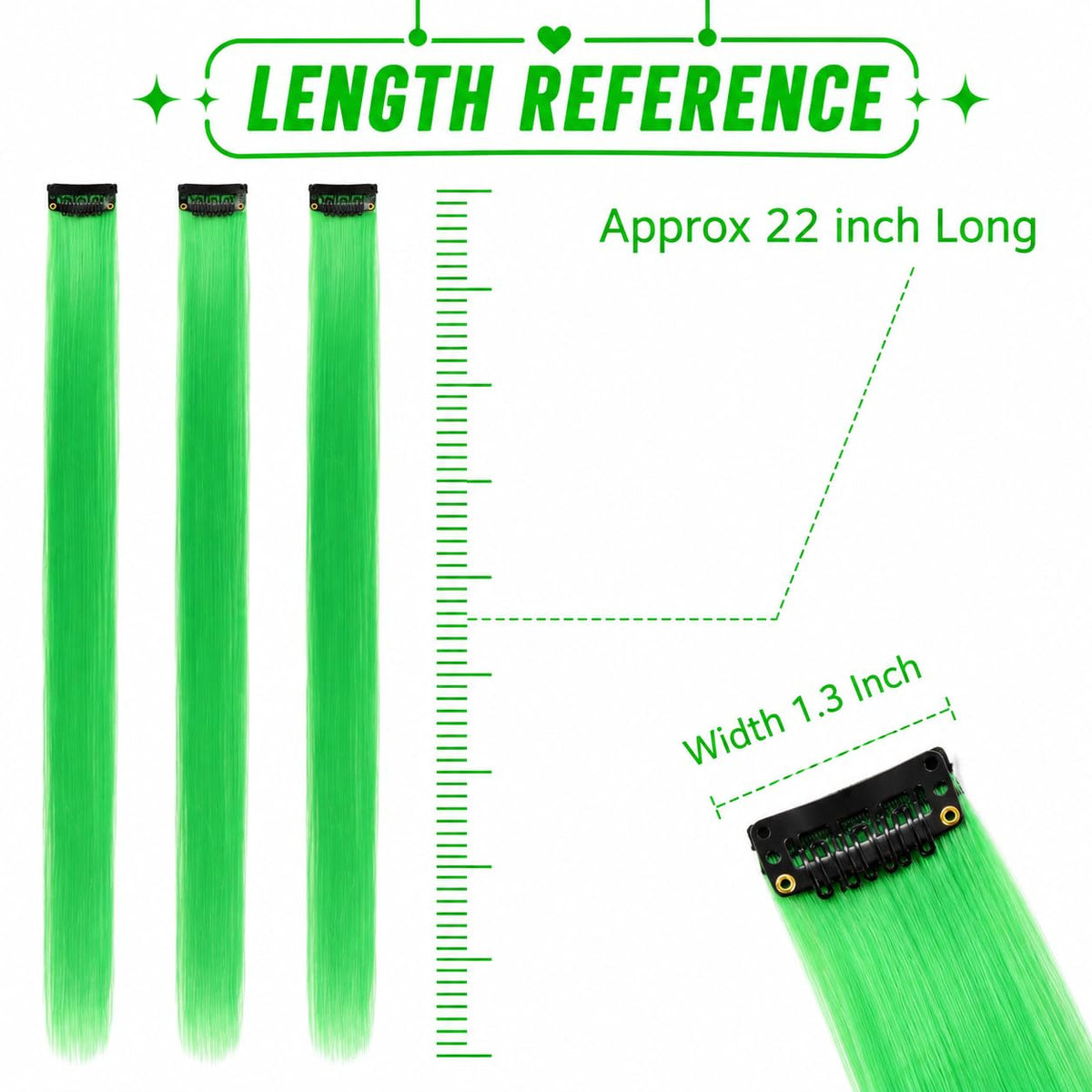 RINBOOOL Green Hair Extensions Clip in 10 Pieces displayed on a surface