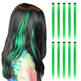 RINBOOOL Green Hair Extensions Clip in 10 Pieces front view