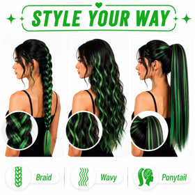 RINBOOOL Green Hair Extensions Clip in 10 Pieces packaging
