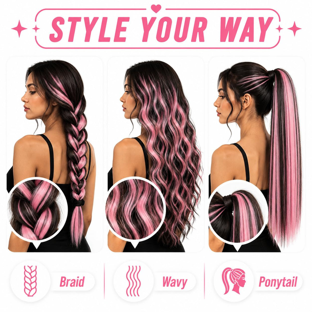 RINBOOOL Light Pink Clip-In Hair Extensions in premium packaging