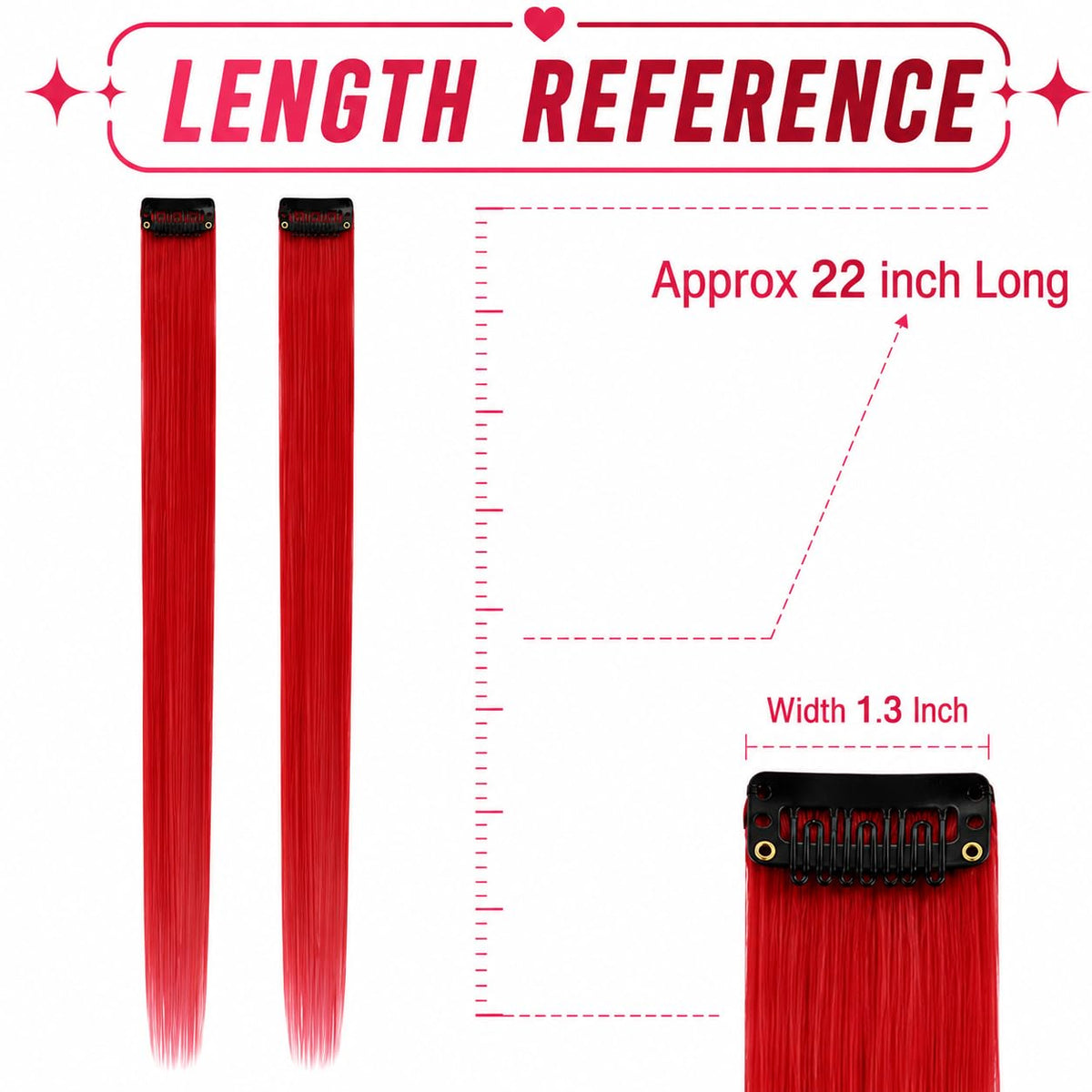 RINBOOOL Red Hair Extensions close-up of clip