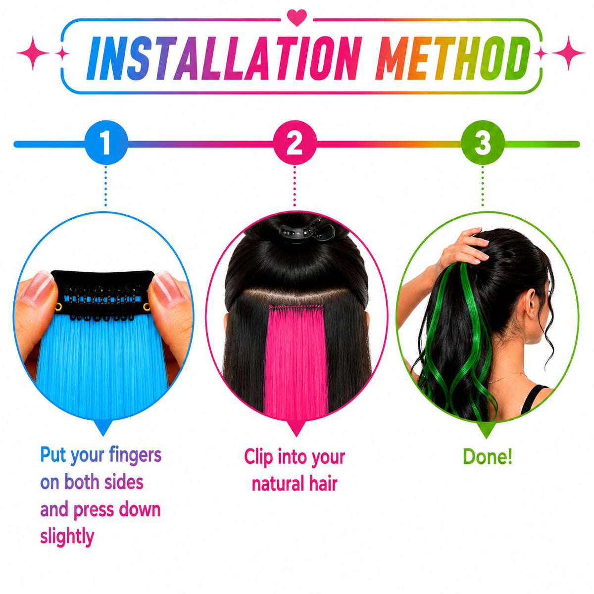 RINBOOOL Red Hair Extensions styled in hair