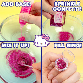 Ring with pink body glitter and star confetti