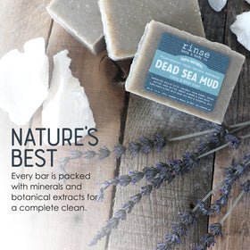 Rinse Bath & Body Dead Sea Mud Soap Spearmint Lavender in hand
