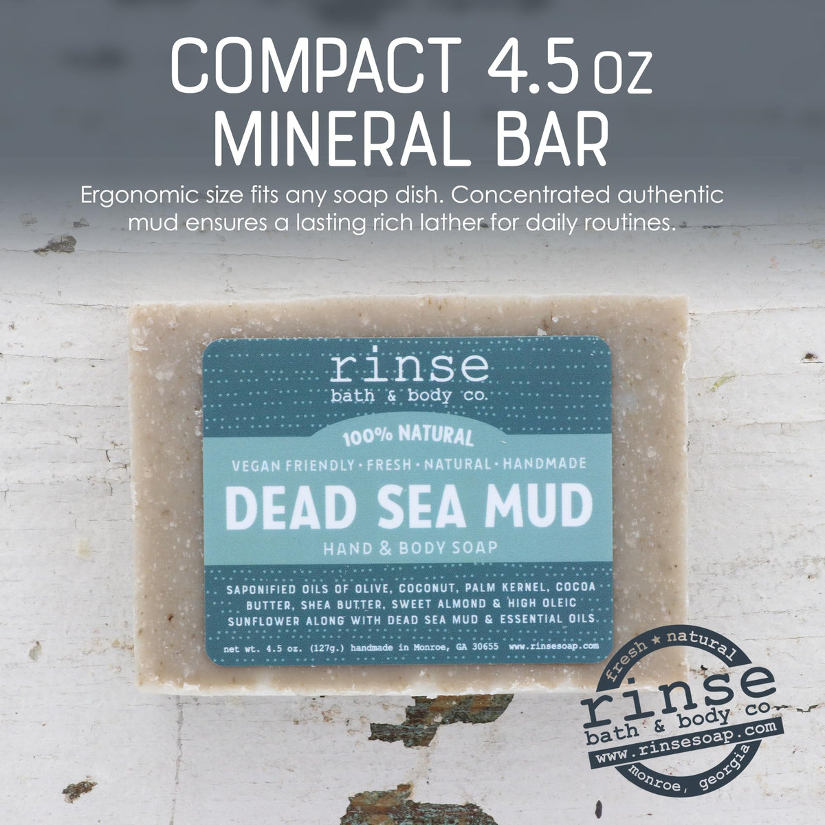 Rinse Bath & Body Dead Sea Mud Soap Spearmint Lavender packaging