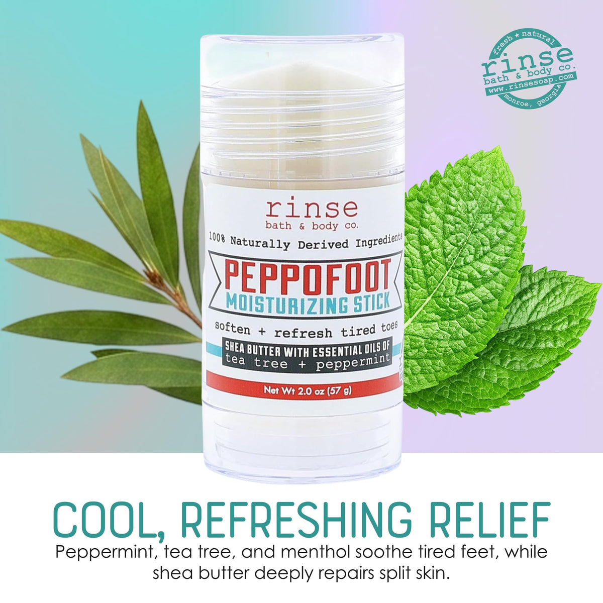 Rinse Bath & Body Peppofoot Heel Balm Stick in a lifestyle setting