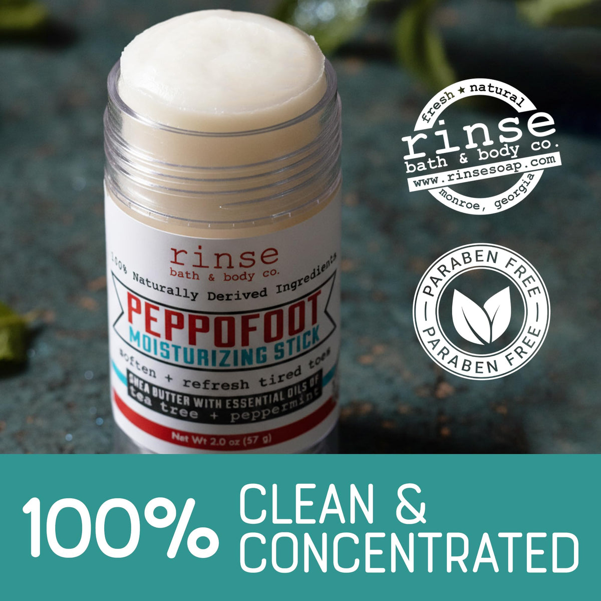 Rinse Bath & Body Peppofoot Heel Balm Stick with shea butter and oils