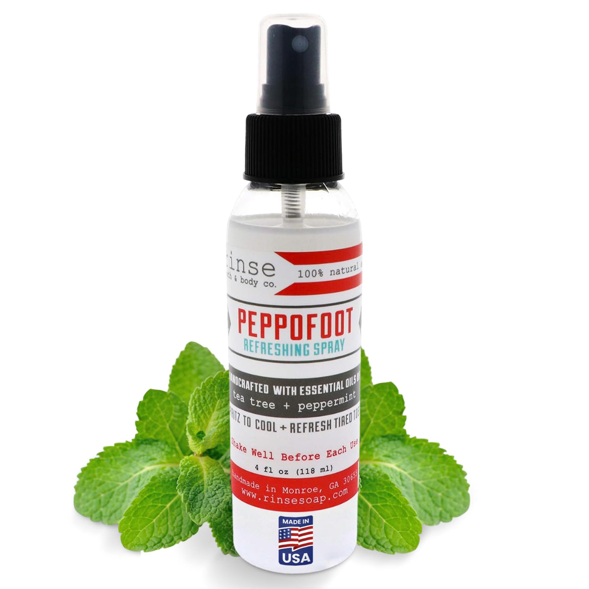 Rinse Bath & Body Peppofoot Peppermint Foot Spray 4 oz front view