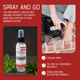 Rinse Bath & Body Peppofoot Peppermint Foot Spray with ingredients list