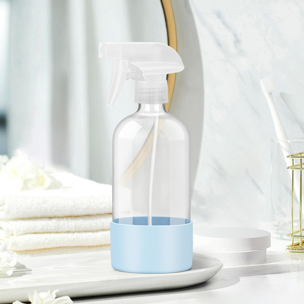 Rionisor 16 oz glass spray bottle on a kitchen counter