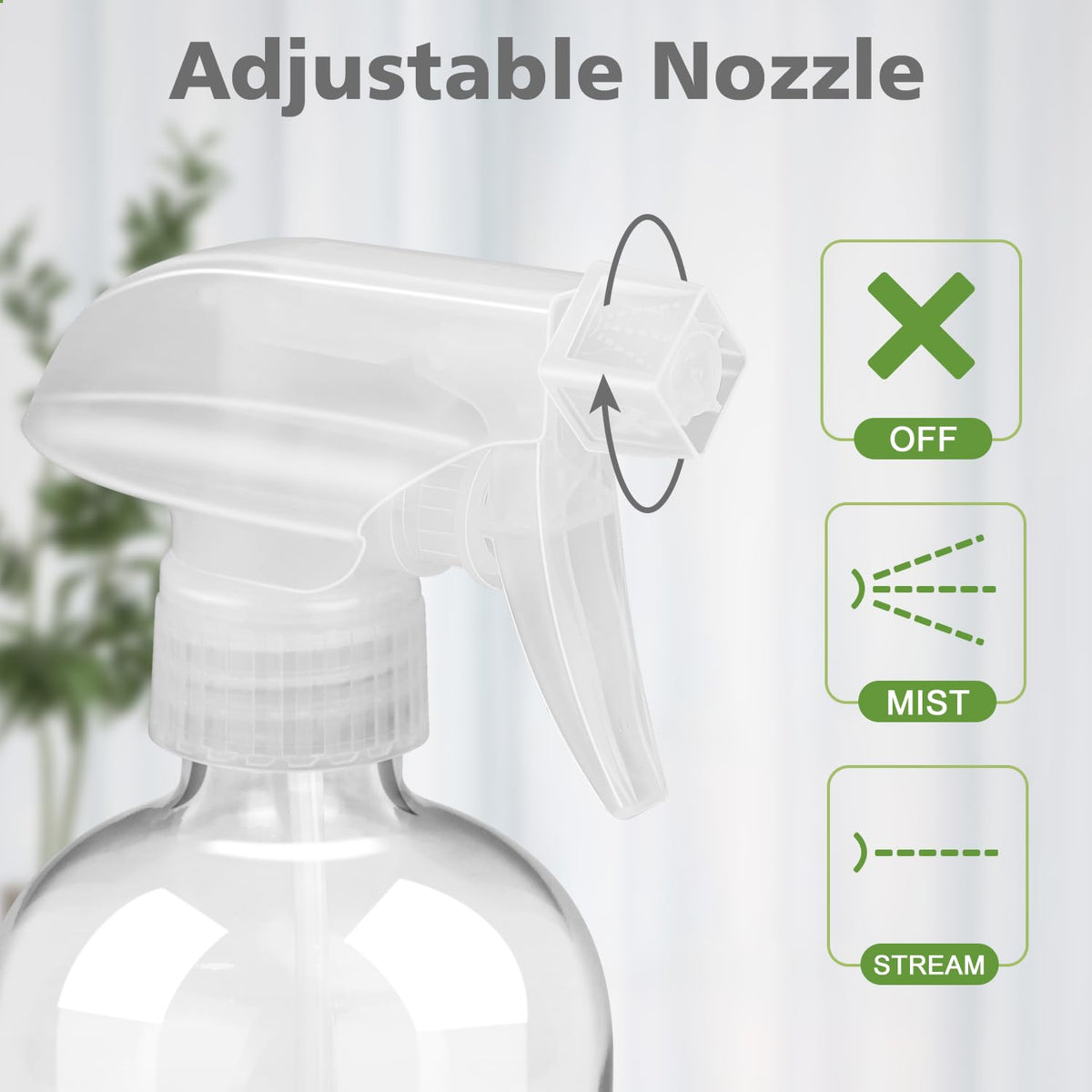 Rionisor glass spray bottle adjustable nozzle in mist setting