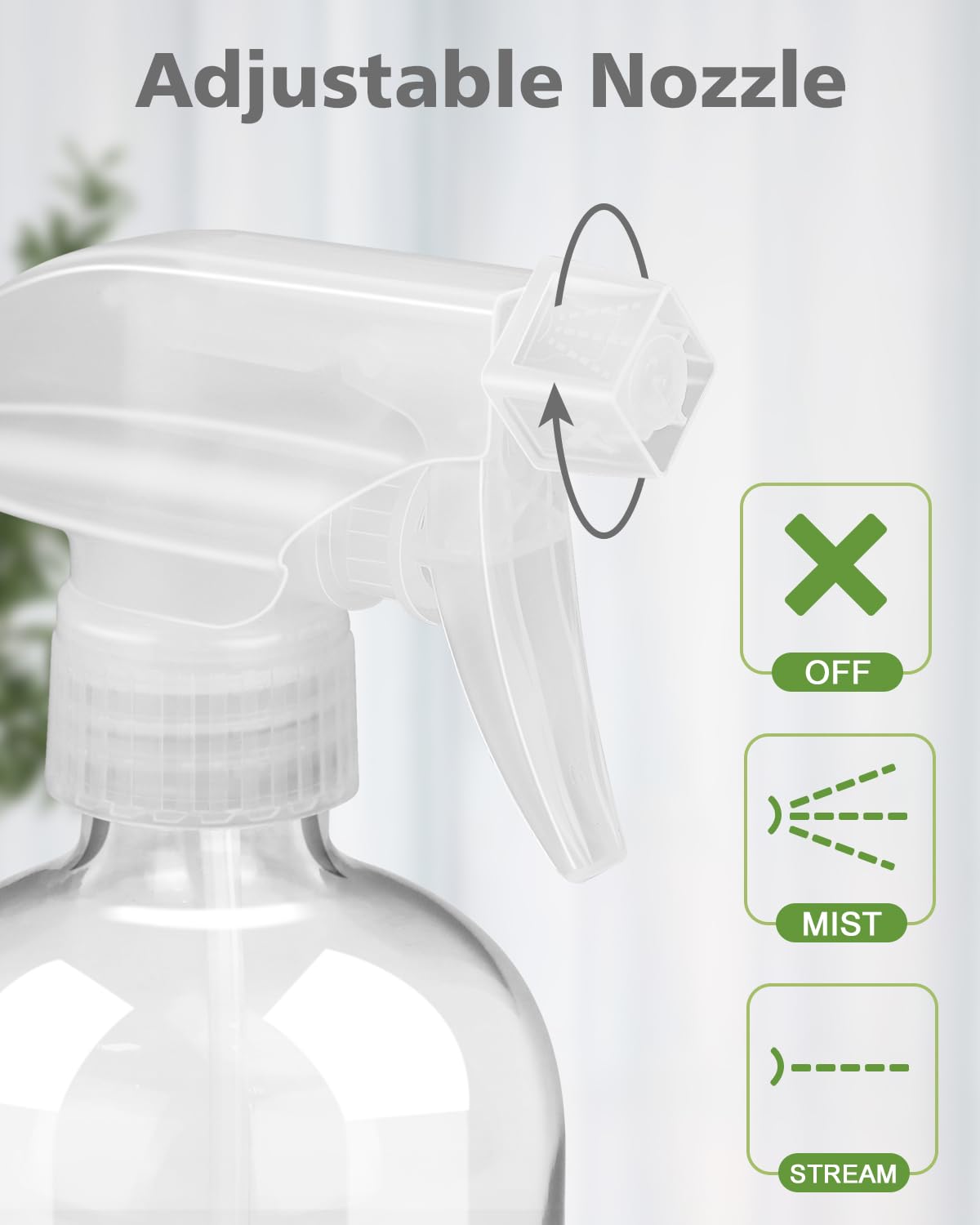 Rionisor glass spray bottle adjustable nozzle settings