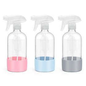 Rionisor Glass Spray Bottle front view with silicone sleeve