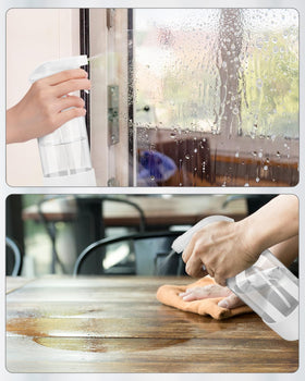 Rionisor glass spray bottle with black cap and labels
