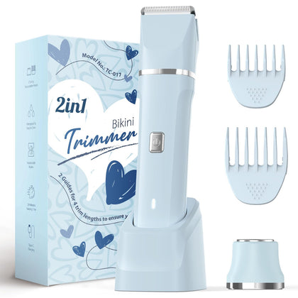 Risina 2-in-1 Bikini Trimmer front view with blue design