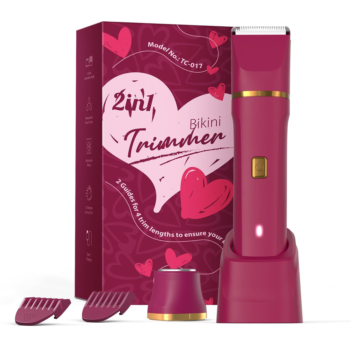 Risina 2-in-1 Bikini Trimmer front view with dual heads