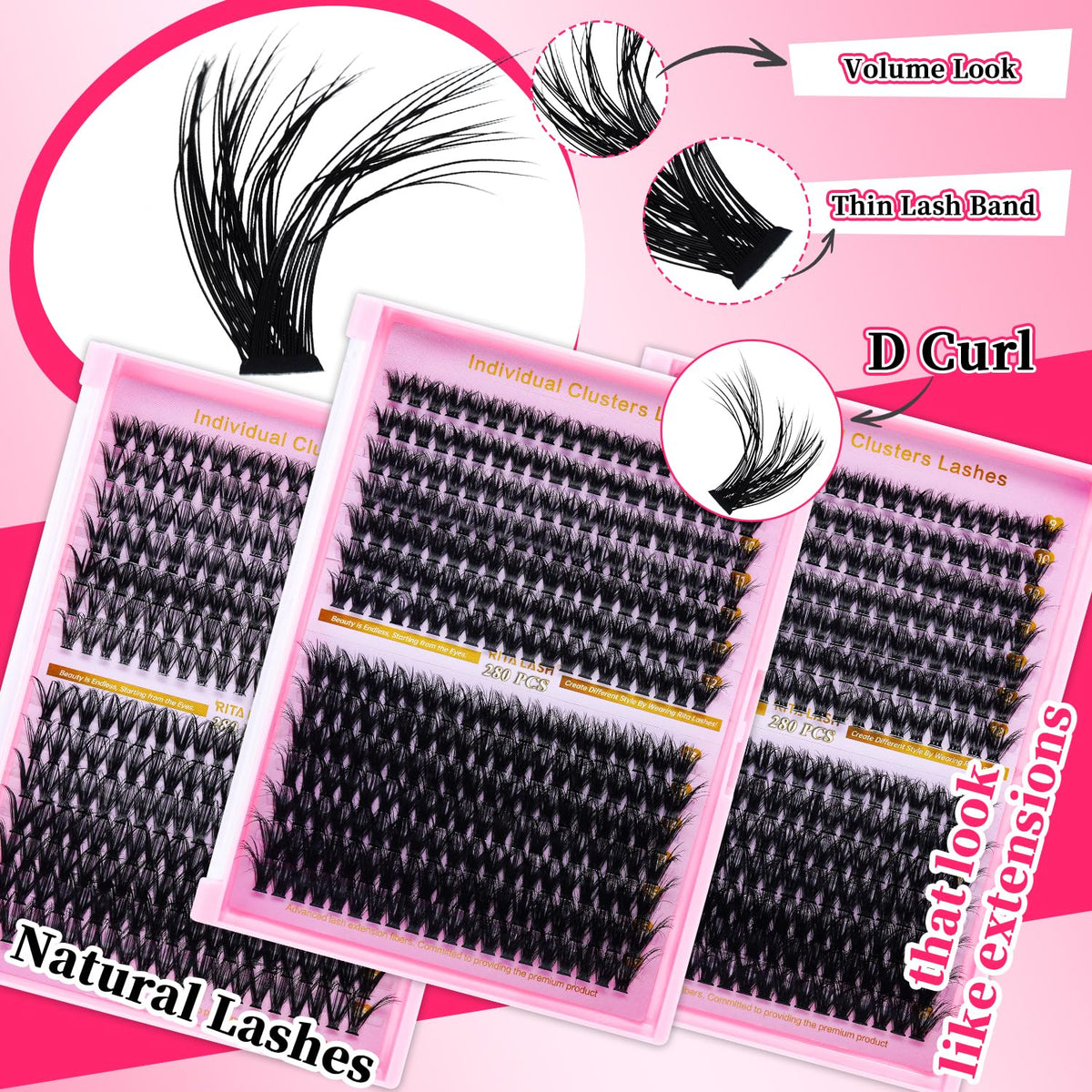 RITALASH 80D cluster lashes in box