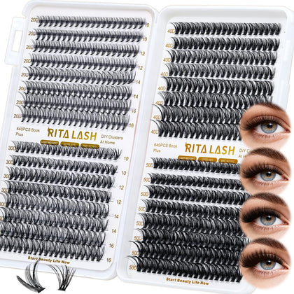 RITALASH Lash Clusters 640PCS front view of the lash tray