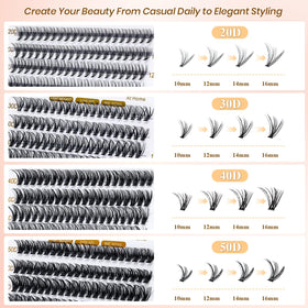 RITALASH Lash Clusters 640PCS showing lash texture