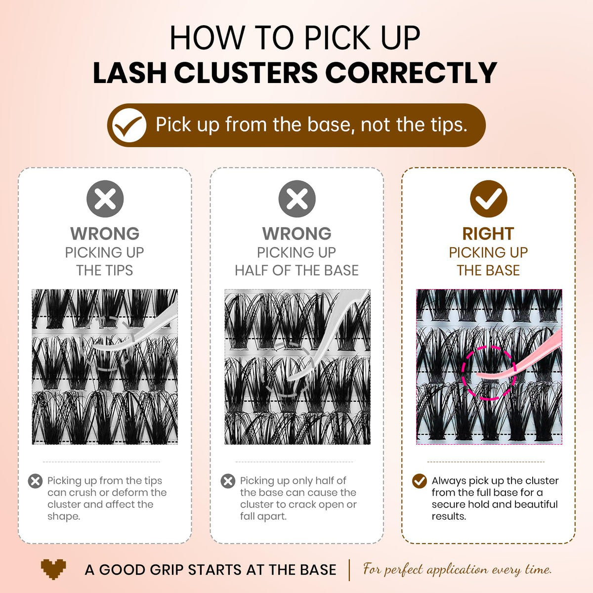 RITALASH Lash Clusters 640PCS side view of the lash tray