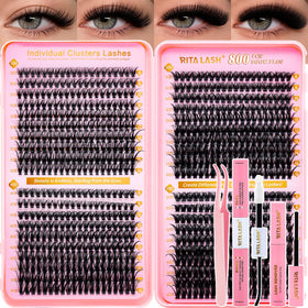 RITALASH Lash Clusters Kit 800pcs front view with included accessories