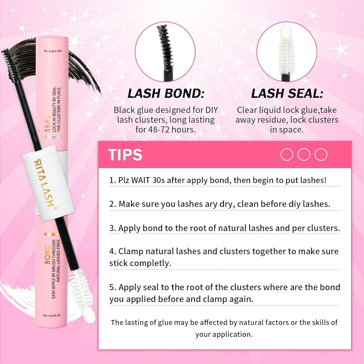 RITALASH Lash Clusters Kit in use on a model's eyes