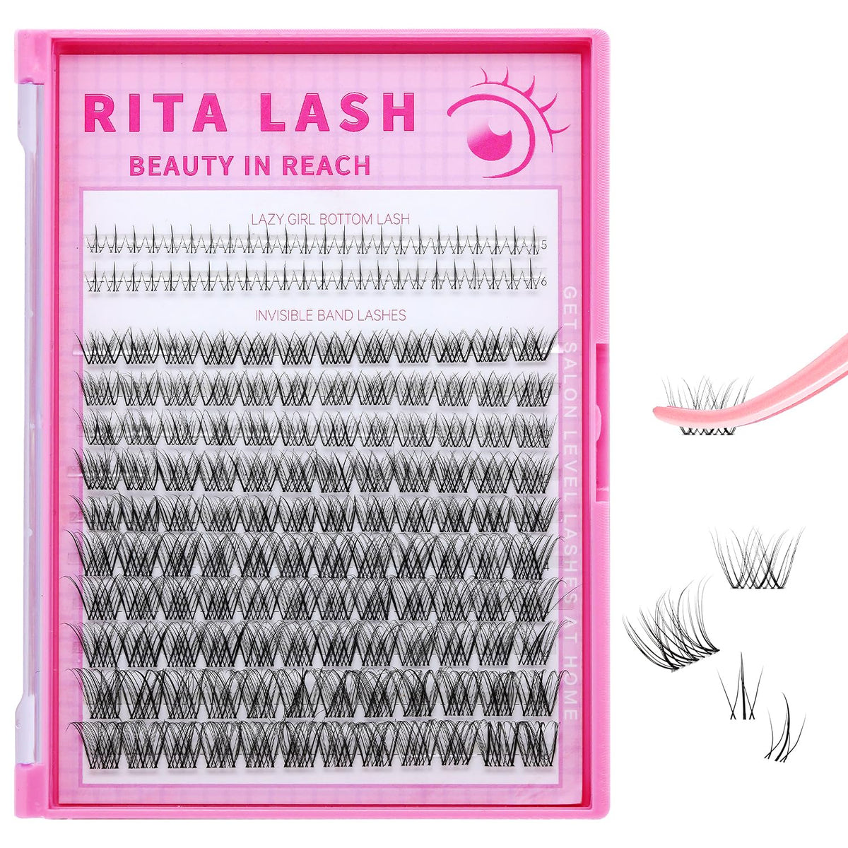 RITALASH Venus Lash Clusters 5-6mm bottom lashes front view