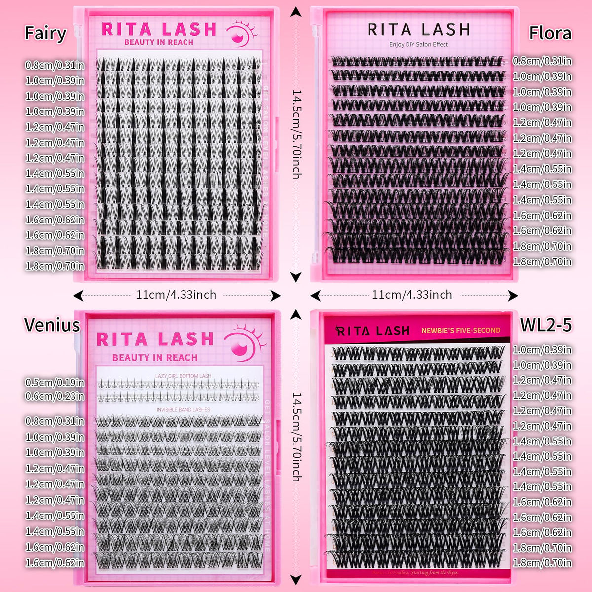 RITALASH Venus Lash Clusters in use on model's eyes